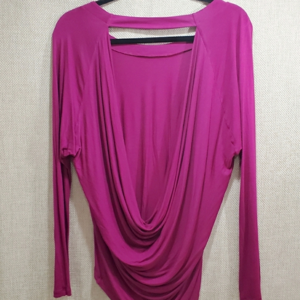 Express Magenta Deep Drape Back Tunic